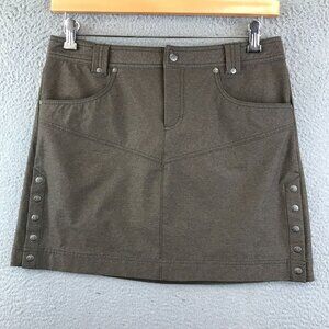 Athleta Take A Hike‎ Skirt Size 8 Brown Snap Side Detail Hiking Outdoor